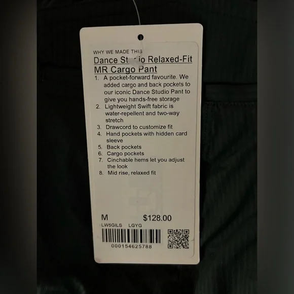 Dance Studio Relaxed Fit Mid Rise MR Cargo Pant Size M Legacy Green - Picture 5 of 5